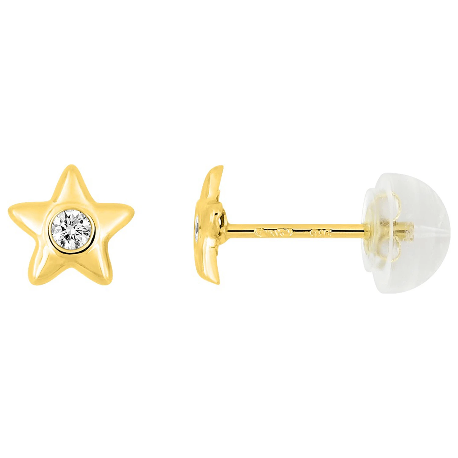 Boucles D'oreilles étoiles Zirconum - Puces - Or Jaune 9ct 5 Boucles D'oreilles étoiles Zirconum - Puces - Or Jaune 9ct – Image 3