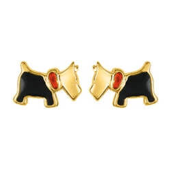 Boucles D'oreilles Chien - Vis - Or Jaune 9ct