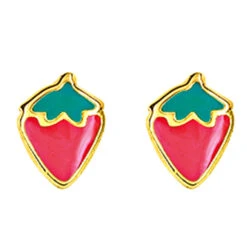Boucles D'oreilles Fraise - Vis - Or Jaune 9ct