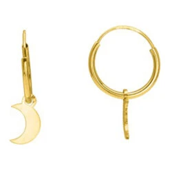 Boucles D'oreilles Lunes - Créoles - Or Jaune 9ct