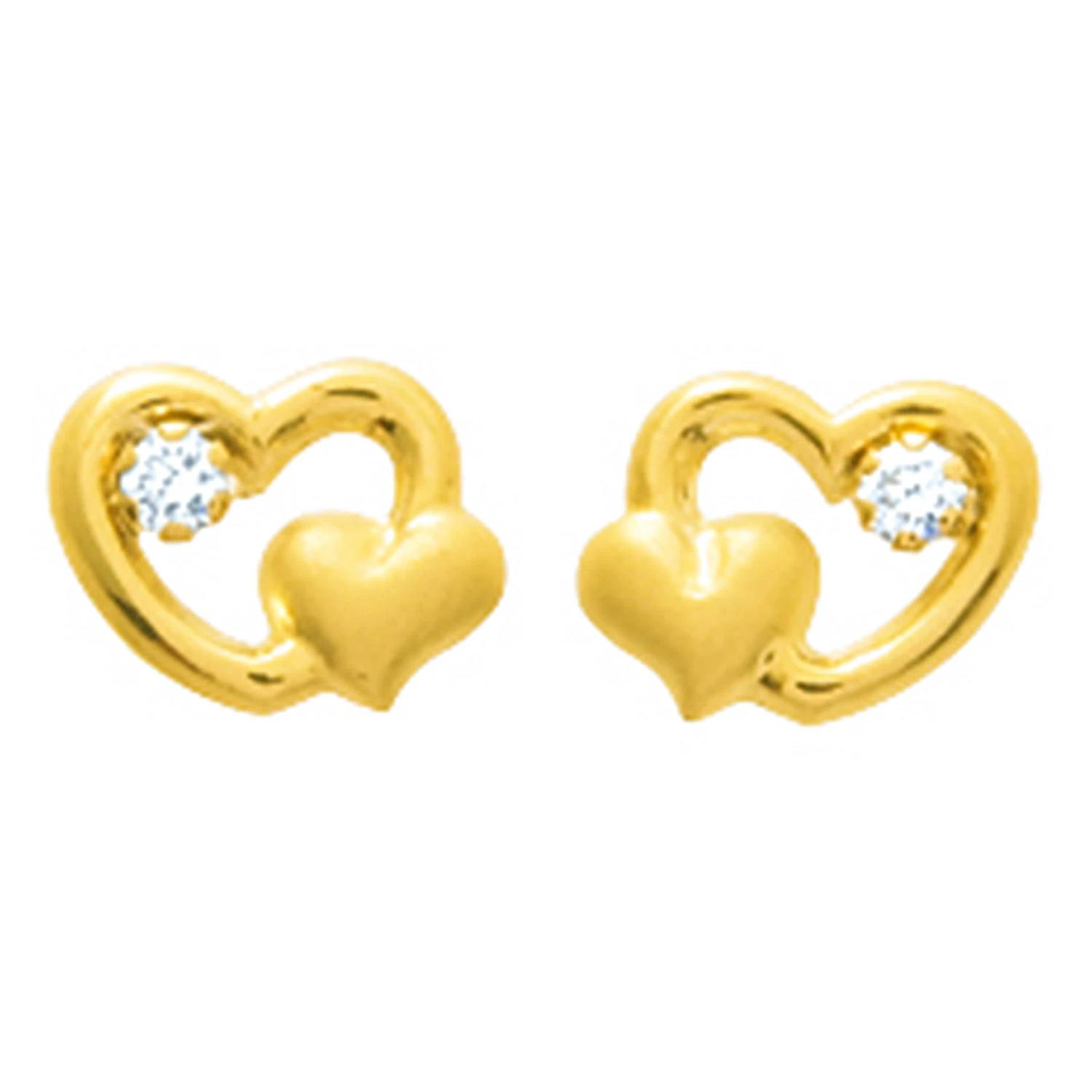 Boucles D'oreilles Coeurs Ajourés - Puces - Or Jaune 9ct 3 Boucles D'oreilles Coeurs Ajourés - Puces - Or Jaune 9ct