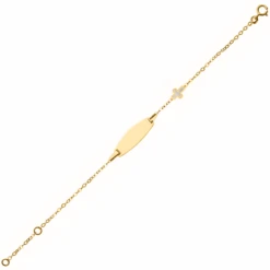 Gourmette Bébé Croix - Or Jaune 18ct & Nacre -Mikado Soldes Magasin Gourmette beCC81beCC81 croix nacre product 1