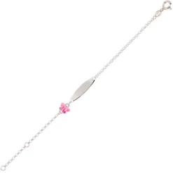 Gourmette Enfant Papillon Rose - Argent Massif -Mikado Soldes Magasin ID013 product