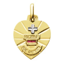 Médaille D'amour Coeur - Or Jaune 18ct & Rubis