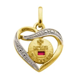 Pendentif Coeur - Or Jaune 18ct & Rubis