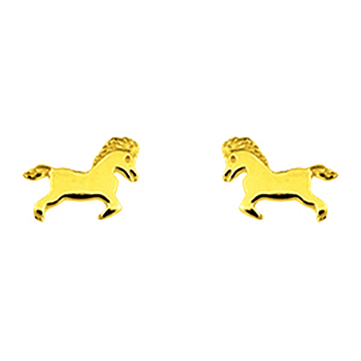 Boucles D'oreilles Chevaux - Puces - Or Jaune 9ct 3 Boucles D'oreilles Chevaux - Puces - Or Jaune 9ct