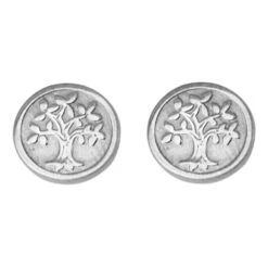 Boucles D'oreilles Arbres De Vies - Puces - Or Blanc 9ct