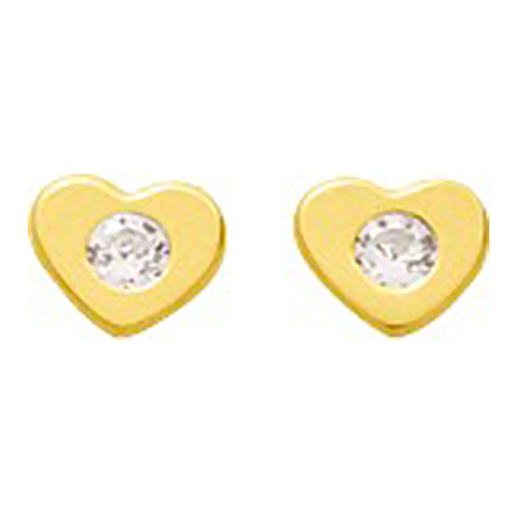 Boucles D'oreilles Coeur- Puces - Or Jaune 18ct 3 Boucles D'oreilles Coeur- Puces - Or Jaune 18ct