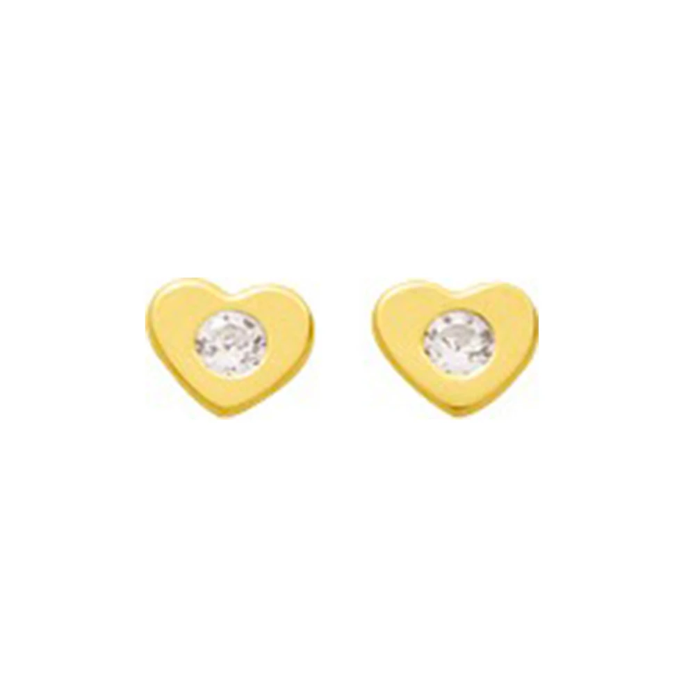 Boucles D'oreilles Coeur- Puces - Or Jaune 18ct 4 Boucles D'oreilles Coeur- Puces - Or Jaune 18ct – Image 2