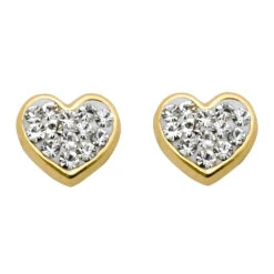 Boucles D'oreilles Coeur - Vis - Or Jaune 9ct