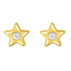 Boucles D'oreilles étoiles Zirconum - Puces - Or Jaune 9ct