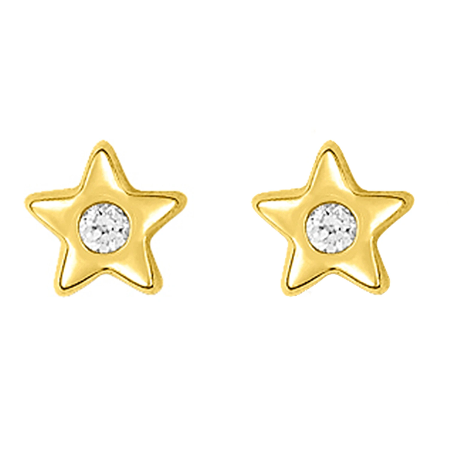 Boucles D'oreilles étoiles Zirconum - Puces - Or Jaune 9ct 3 Boucles D'oreilles étoiles Zirconum - Puces - Or Jaune 9ct