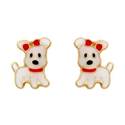Boucles D'oreilles Chiens - Vis - Or Jaune 18ct