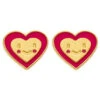 Boucles D'oreilles Coeur Sourire Rose - Vis - Or Jaune 9ct -Mikado Soldes Magasin boucles oreille coeur sourire product