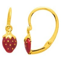 Boucles D'oreilles Fraises - Dormeuses - Or Jaune 18ct