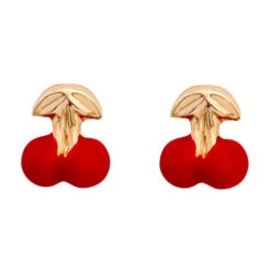 Boucles D'oreilles Cerises - Vis - Or Jaune 9ct