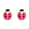 Boucles D'oreilles Coccinelles Roses - Vis - Or Jaune 18ct -Mikado Soldes Magasin boucles oreilles coccinelles rose product