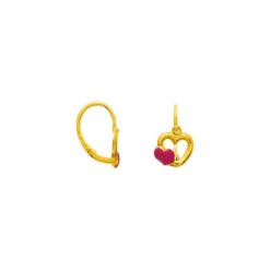 Boucles D'oreilles Coeurs - Dormeuses - Or Jaune Et Or Blanc 18ct -Mikado Soldes Magasin boucles oreilles dormeuses coeurs 8389 product