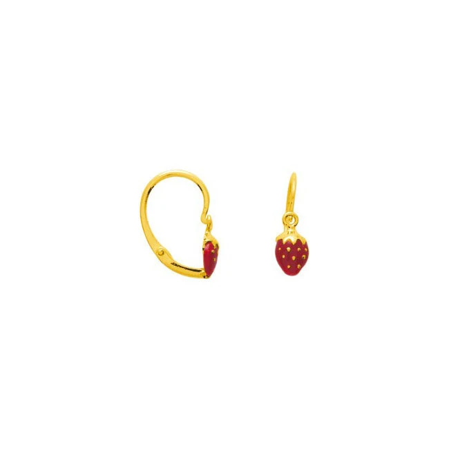 Boucles D'oreilles Fraises - Dormeuses - Or Jaune 18ct 4 Boucles D'oreilles Fraises - Dormeuses - Or Jaune 18ct – Image 2
