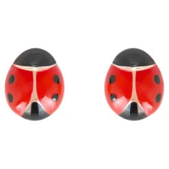 Boucles D'oreilles Coccinelles Rouges - Vis - Or Jaune 9ct