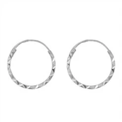 Boucles D'oreilles Créoles Ciselées - Vis - Or Blancs 18ct