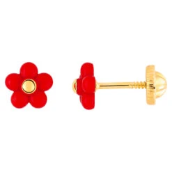 Boucles D'oreilles Fleurs - Vis - Or Jaune 9ct -Mikado Soldes Magasin boucles oreilles fleur rouge S12 28001 product