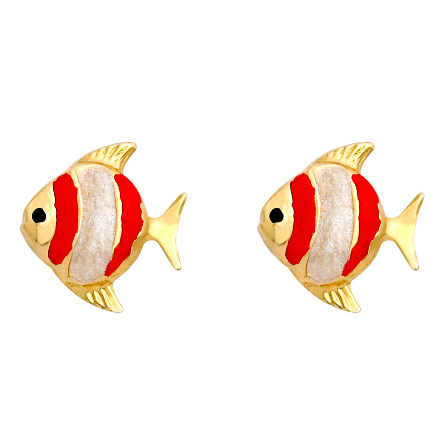 Boucles D'oreilles Poissons - Vis - Or Jaune 18ct 3 Boucles D'oreilles Poissons - Vis - Or Jaune 18ct