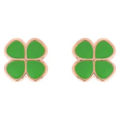 Boucles D'oreilles Trèfle à Quatre Feuilles - Vis - Or Jaune 9ct