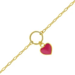 Bracelet Coeur Rose - Or Jaune 9ct
