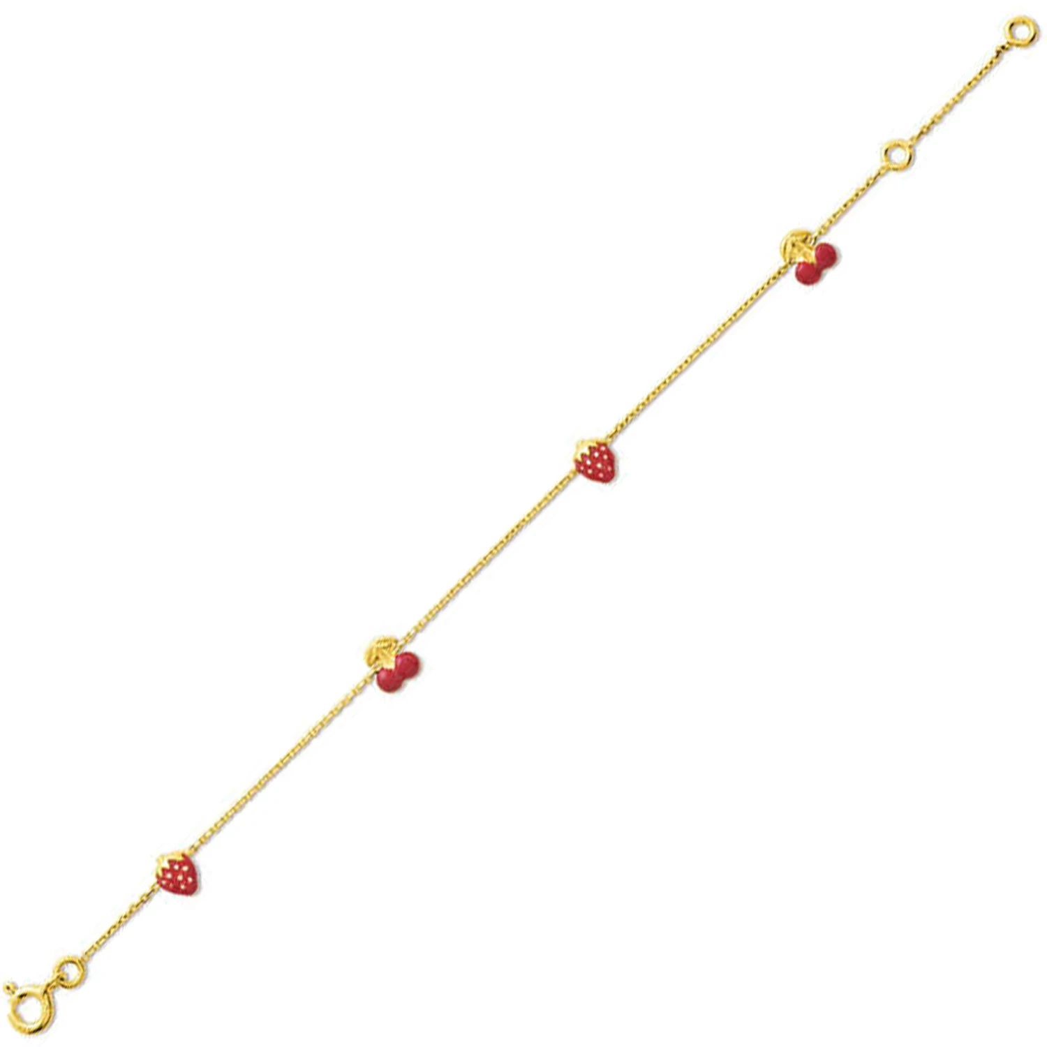 Bracelet Enfant Fraise Cerise - Or Jaune 18ct 4 Bracelet Enfant Fraise Cerise - Or Jaune 18ct – Image 2