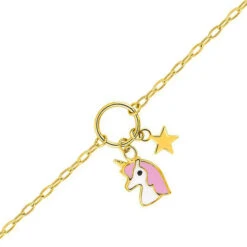 Bracelet Licorne Et Son étoile - Or Jaune 9ct
