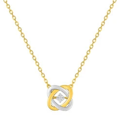 Collier Pendentif Entrelas - Diamant & Or Jaune Et Blanc 9ct