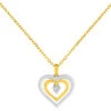 Collier Pendentif Double Coeur - Diamant & Or Jaune 9ct -Mikado Soldes Magasin collier coeur or jaune blanc diamant product