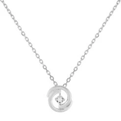 Collier Pendentif Duo - Diamant & Or Blanc 9ct
