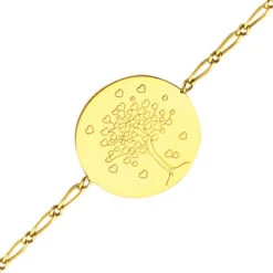 Gourmette Arbre De Vie Aux Coeurs - Or Jaune 18ct