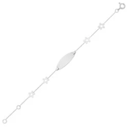 Gourmette Bébé Fleurs - Or Blanc 9ct -Mikado Soldes Magasin gourmette bapteme A26913 product