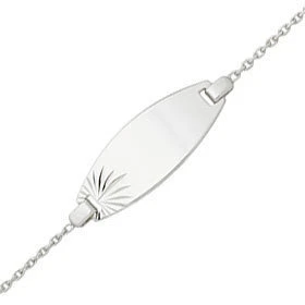 Gourmette Bébé Ovale étoilée - Or Blanc 9ct 3 Gourmette Bébé Ovale étoilée - Or Blanc 9ct