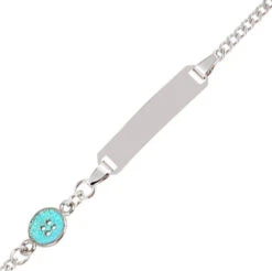 Gourmette Bébé Bouton Bleu - Argent Massif