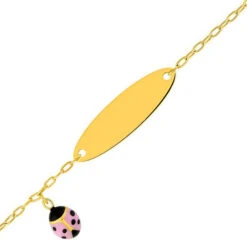 Gourmette Bébé Coccinelle Rose - Or Jaune 9ct