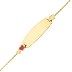 Gourmette Bébé Coeurs - Or Jaune 9ct