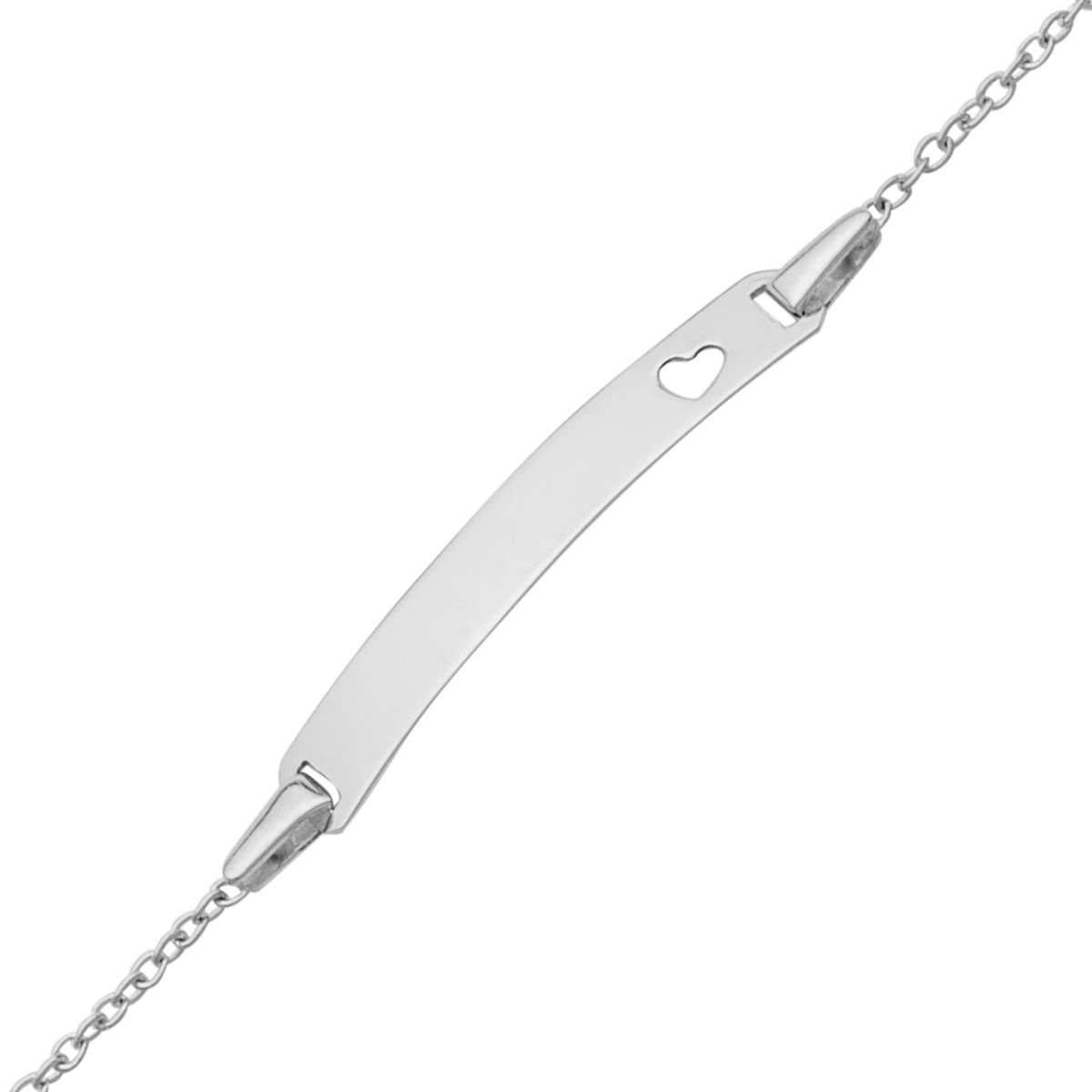 Gourmette Bébé Coeur Ajouré - Or Blanc 9ct 3 Gourmette Bébé Coeur Ajouré - Or Blanc 9ct