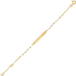 Gourmette Bébé Coeur Et Perles - Or Jaune 18ct -Mikado Soldes Magasin gourmette bebe coeur perle 021007 product xl product