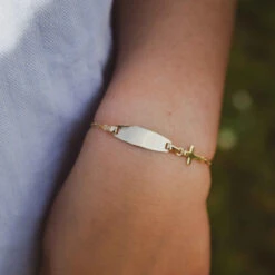 Gourmette Bébé Croix - Or Jaune 18ct -Mikado Soldes Magasin gourmette bebe croix product xl product 1