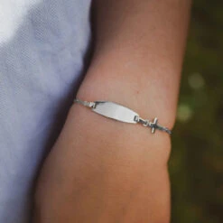 Gourmette Bébé Croix - Or Blanc 9ct -Mikado Soldes Magasin gourmette bebe croix product xl product