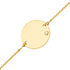 Gourmette Enfant Médaille - Diamant & Or Jaune 18ct