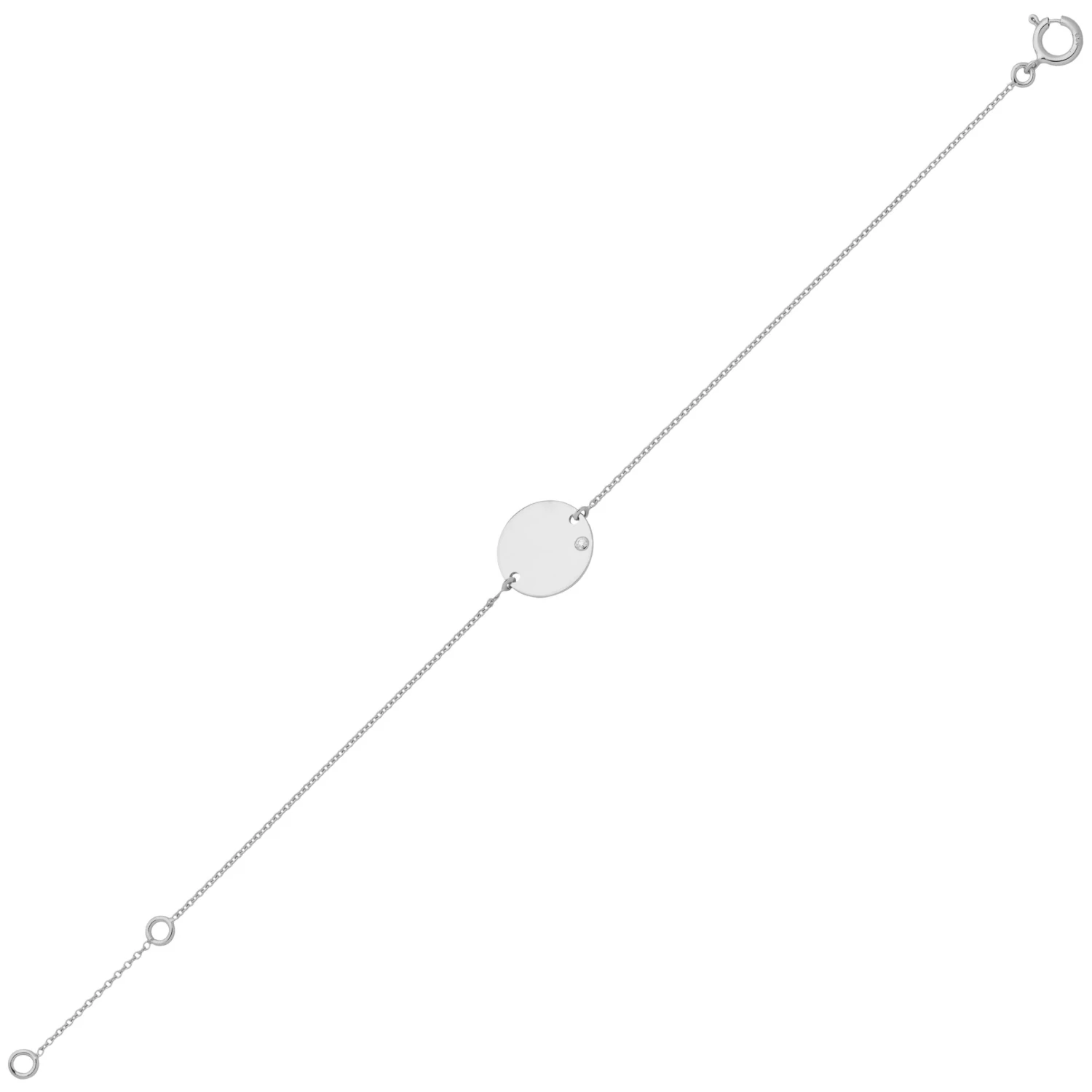 Gourmette Enfant Médaille - Diamant & Or Blanc 18ct 4 Gourmette Enfant Médaille - Diamant & Or Blanc 18ct – Image 2