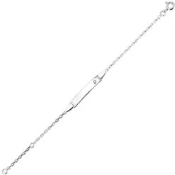 Gourmette Bébé Forçat - Diamant & Or Blanc 9ct -Mikado Soldes Magasin gourmette bebe diamant or blanc 9KF55GBBB product xl product