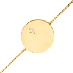 Gourmette Bébé étoilée - Diamant & Or Jaune 18ct