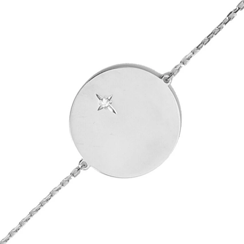 Gourmette Bébé étoilée - Diamant & Or Blanc 18ct 3 Gourmette Bébé étoilée - Diamant & Or Blanc 18ct