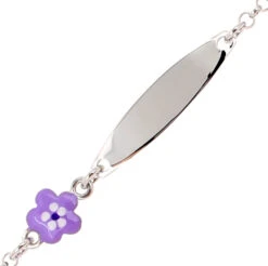 Gourmette Bébé Fleur Violette - Argent Massif